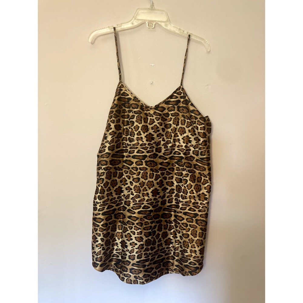 Vintage Animal Print Spaghetti Straps Sleeveless Top - size L